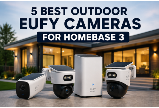 5 best outdoor Eufy cameras for HomeBase 3 with solar security cameras and smart home background