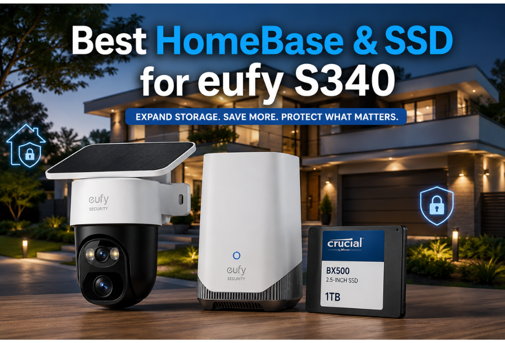 ufy SoloCam S340 with HomeBase 3 and SSD for expandable local storage in a smart home