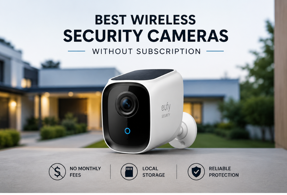 Best wireless home security camera without subscription featuring local storage, no monthly fees, and reliable outdoor home protection