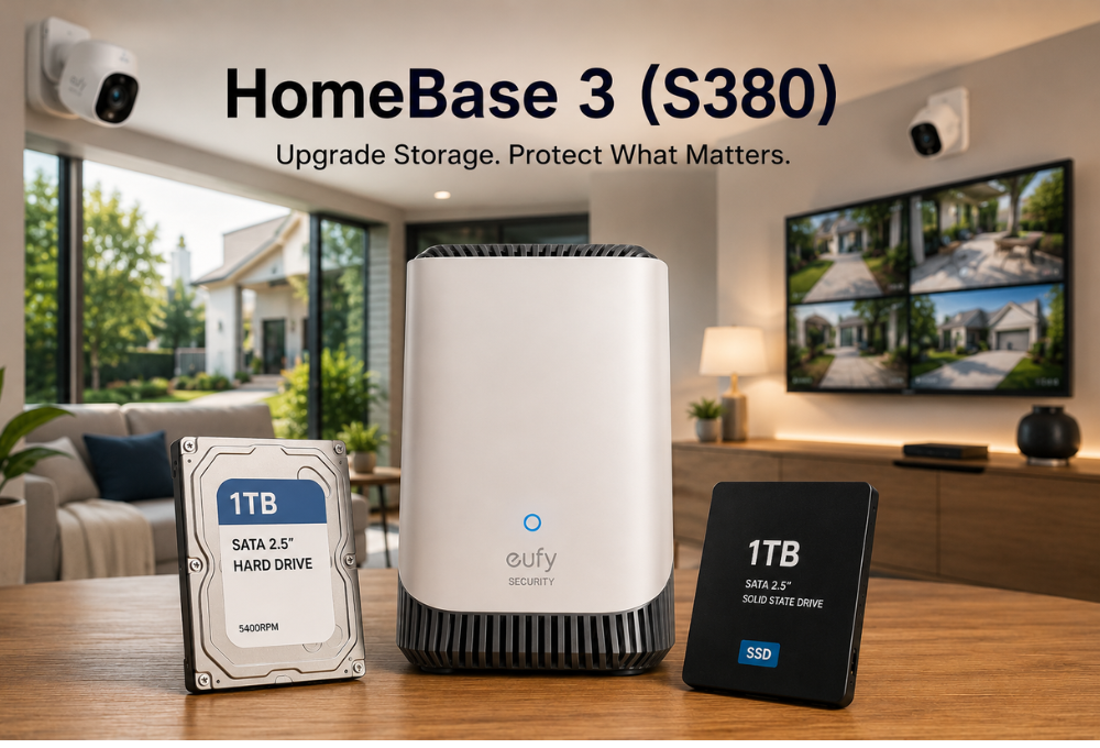eufy HomeBase 3 S380 with HDD and SSD storage upgrade options