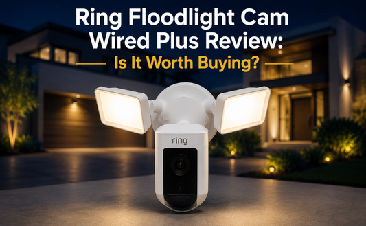 Ring Floodlight Cam Wired Plus outdoor security camera with motion-activated floodlights